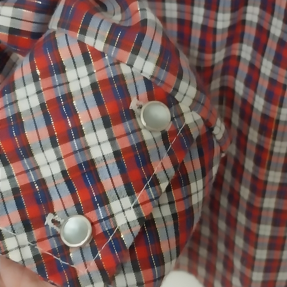 VINTAGE 1970'S WESTERN PEARL BUTTON DOWN PLAID SHIRT SIZE M - Picture 6 of 7